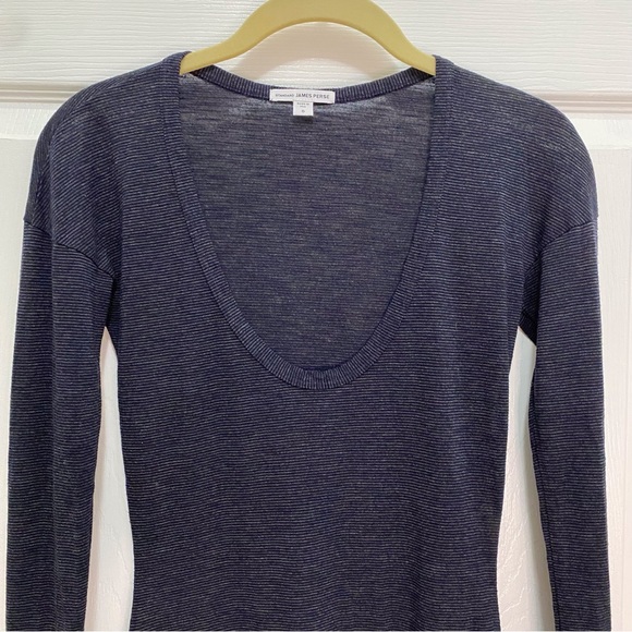 NWOT James Perse Pullover Modal Blend Womens Top Long Sleeve Navy Size 0 (XS) - Picture 7 of 8